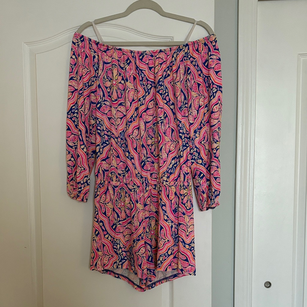 Lilly Pulitzer Vibrant Pink And Blue Romper